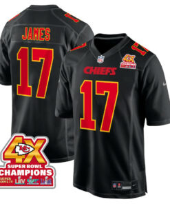 Richie James 17 Kansas City Chiefs Super Bowl LVIII Champions 4X Fashion Game Men Jersey - Carbon Black JS6103 nicesnker