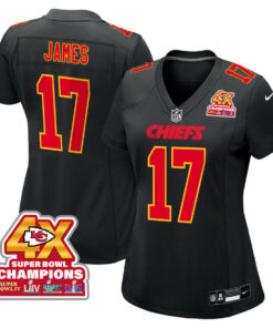 Richie James 17 Kansas City Chiefs Super Bowl LVIII Champions 4X Fashion Game Women Jersey - Carbon Black JS7559 nicesnker