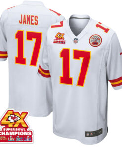 Richie James 17 Kansas City Chiefs Super Bowl LVIII Champions 4X Game Men Jersey - White JS5047 nicesnker
