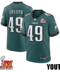 Rick Lovato #49 Philadelphia Eagles Super Bowl LIX YOUTH Jersey - Midnight Green JS1751 nicesnker