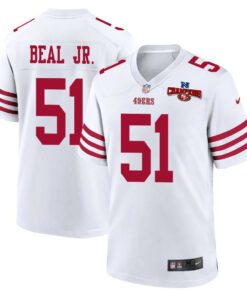 Robert Beal Jr. 51 San Francisco 49ers NFC Champions Patch Game Men Jersey - White JS6216 nicesnker