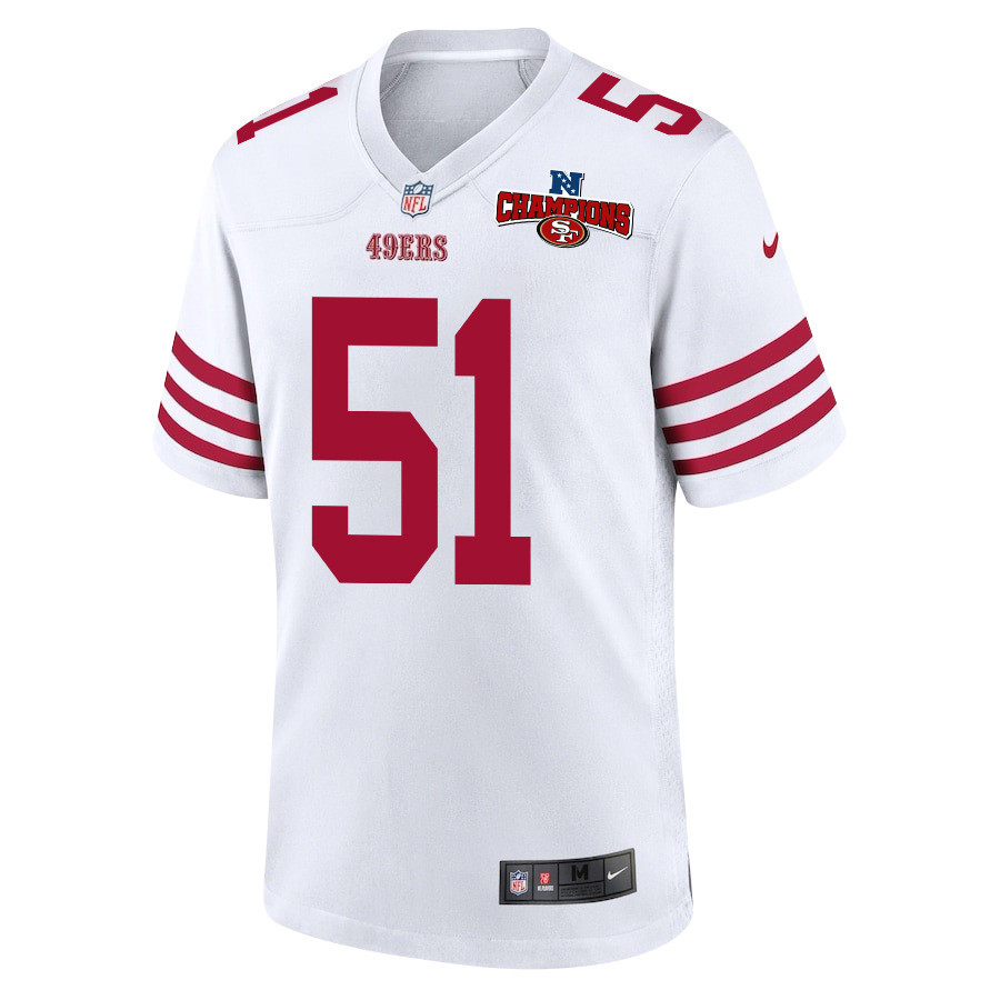 Robert Beal Jr. 51 San Francisco 49ers NFC Champions Patch Game Men Jersey - White JS6216 nicesnker - Image 2