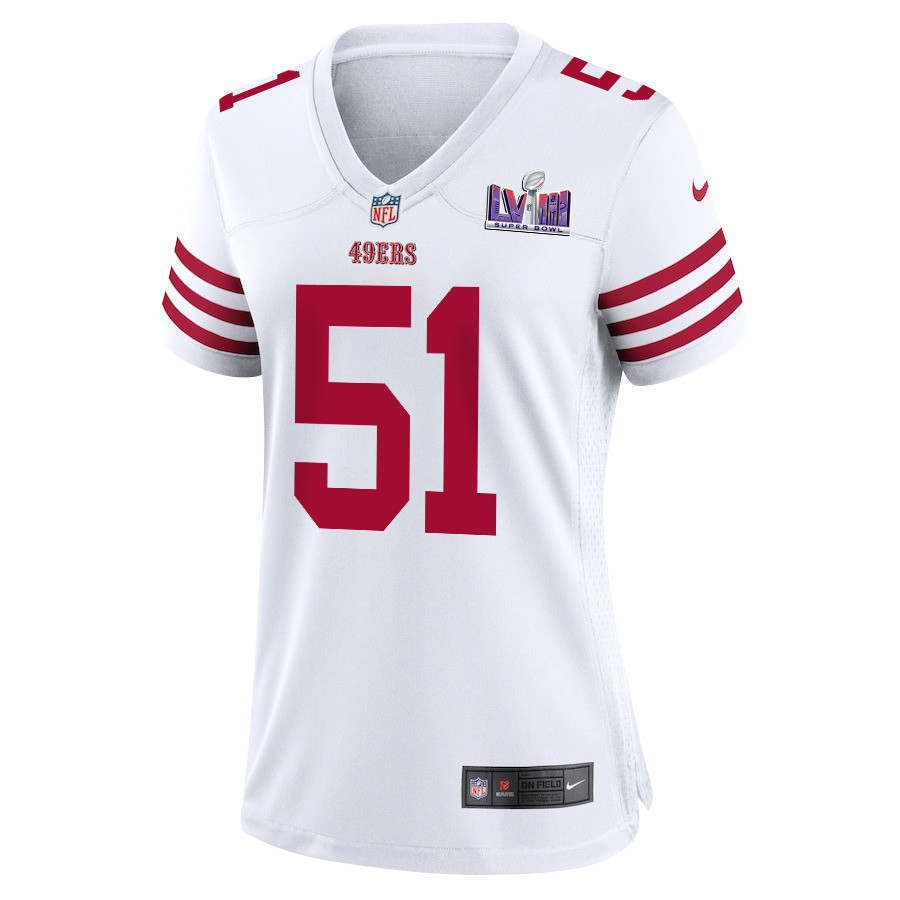 Robert Beal Jr. 51 San Francisco 49ers Super Bowl LVIII Patch Game Women Jersey - White JS7503 nicesnker - Image 2
