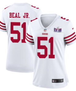 Robert Beal Jr. 51 San Francisco 49ers Super Bowl LVIII Patch Game Women Jersey - White JS7503 nicesnker