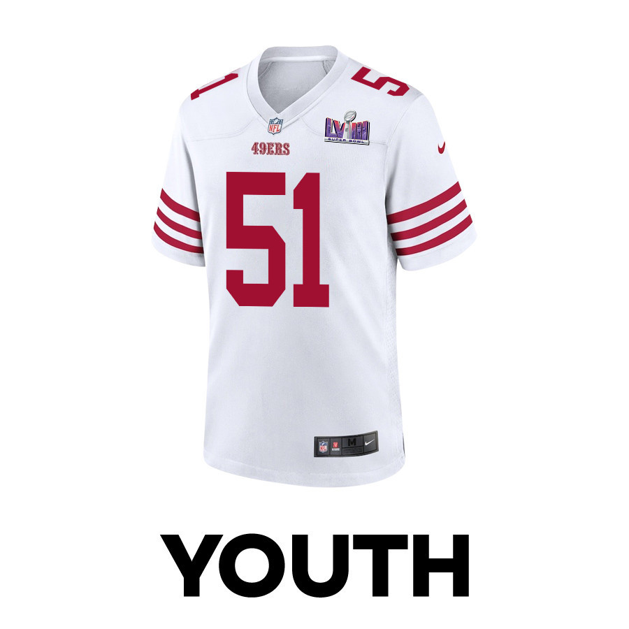 Robert Beal Jr. 51 San Francisco 49ers Super Bowl LVIII Patch Game YOUTH Jersey - White JS6502 nicesnker - Image 2