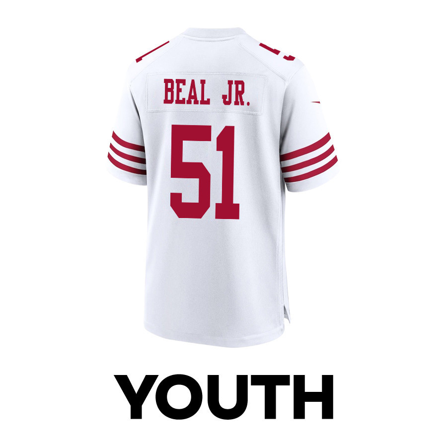 Robert Beal Jr. 51 San Francisco 49ers Super Bowl LVIII Patch Game YOUTH Jersey - White JS6502 nicesnker - Image 3