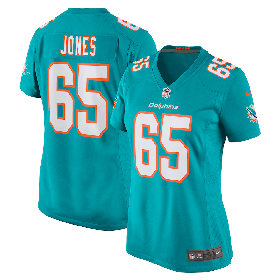 Robert Jones 65 Miami Dolphins Women Game Jersey - Aqua JS4667 nicesnker