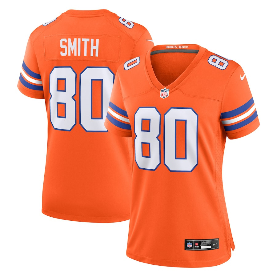 Rod Smith 80 Denver Broncos Women's Mile High Collection 1977 Throwback Retired Player Game Jersey - Orange JS1453 nicesnker