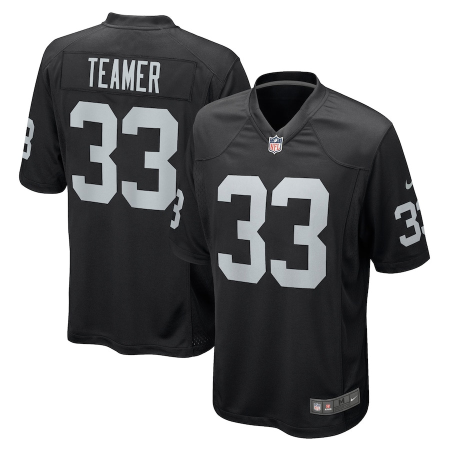 Roderic Teamer 33 Las Vegas Raiders Men Game Jersey - Black JS3305 nicesnker