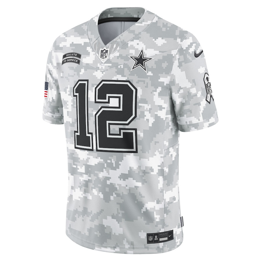 Roger Staubach 12 Dallas Cowboys 2024 Salute to Service Retired Player Limited Men Jersey - Arctic Camo JS8057 nicesnker - Image 2
