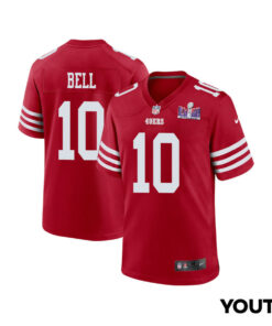 Ronnie Bell 10 San Francisco 49ers Super Bowl LVIII Patch Game YOUTH Jersey - Scarlet JS9812 nicesnker
