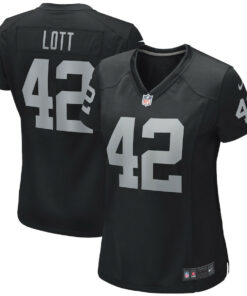 Ronnie Lott 42 Las Vegas Raiders Women Game Retired Jersey - Black JS9996 nicesnker