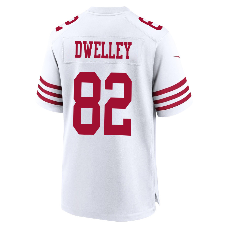 Ross Dwelley 82 San Francisco 49ers Super Bowl LVIII Patch Game Men Jersey - White JS9684 nicesnker - Image 3