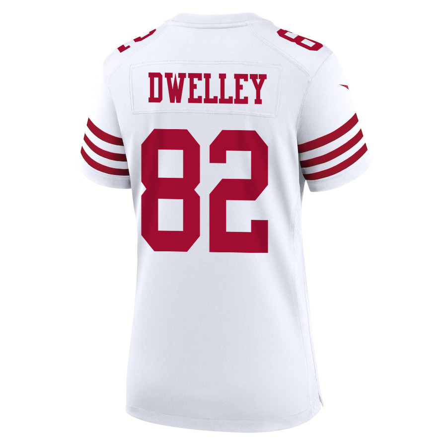 Ross Dwelley 82 San Francisco 49ers Super Bowl LVIII Patch Game Women Jersey - White JS1378 nicesnker - Image 3
