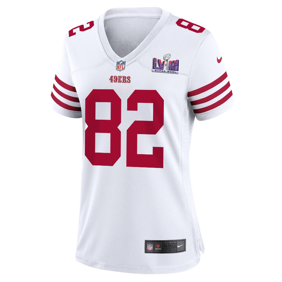 Ross Dwelley 82 San Francisco 49ers Super Bowl LVIII Patch Game Women Jersey - White JS1378 nicesnker - Image 2