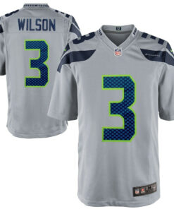 Russell Wilson 3 Seattle Seahawks Men Alternate Game Jersey - Gray JS7488 nicesnker