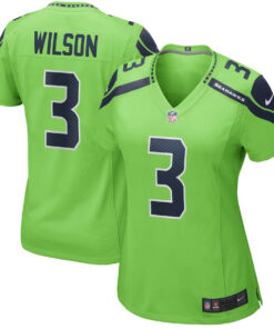 Russell Wilson 3 Seattle Seahawks Women Alternate Game Jersey - Neon Green JS6698 nicesnker