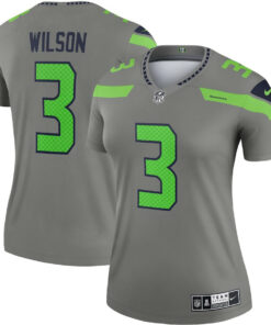 Russell Wilson 3 Seattle Seahawks Women Inverted Legend Jersey - Gray JS7363 nicesnker