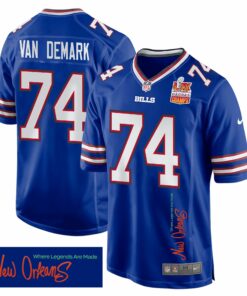 Ryan Van Demark 74 Buffalo Bills Super Bowl LIX Champions Patch 'New Orleans - Where Legends Are Made' EMBROIDERED Game Men Jersey - Royal JS9418 nicesnker