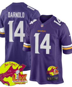 Sam Darnold 14 Minnesota Vikings Super Bowl LIX New Orleans Patch Game Men Jersey - Purple JS6445 nicesnker