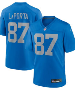 Sam LaPorta 87 Detroit Lions Alternate Game Men Jersey - Blue JS8607 nicesnker