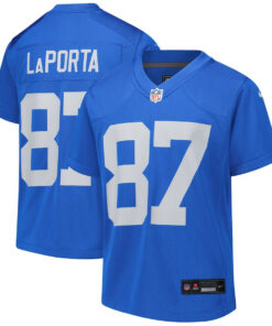 Sam LaPorta 87 Detroit Lions Alternate Game YOUTH Jersey - Blue JS8797 nicesnker