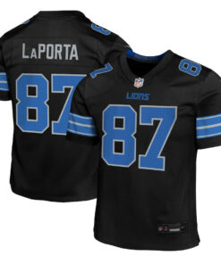 Sam LaPorta 87 Detroit Lions Alternate Player Game YOUTH Jersey - Black JS4308 nicesnker