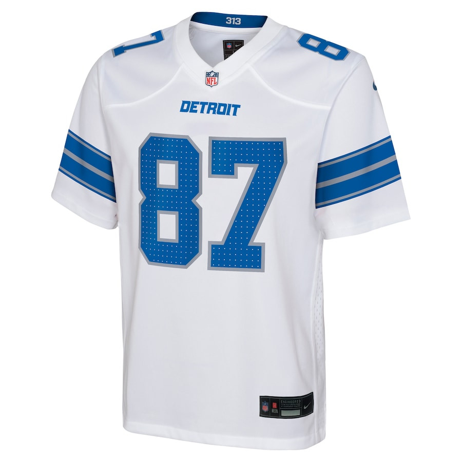 Sam LaPorta 87 Detroit Lions Player Game YOUTH Jersey - White JS7429 nicesnker - Image 2