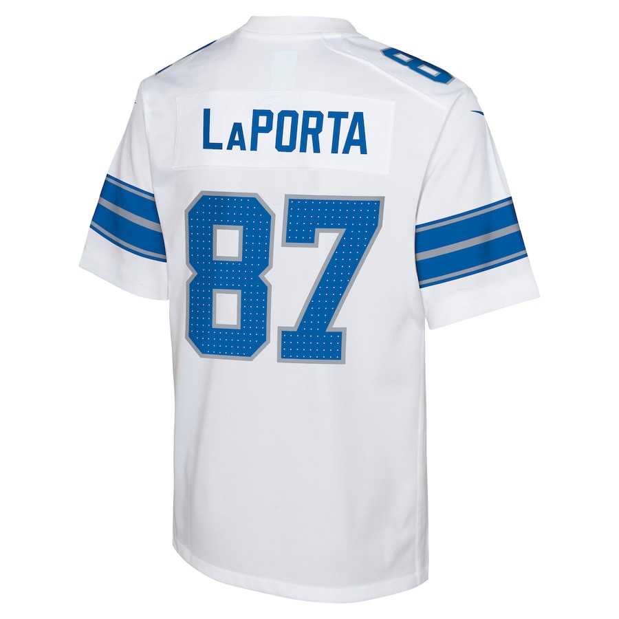 Sam LaPorta 87 Detroit Lions Player Game YOUTH Jersey - White JS7429 nicesnker - Image 3