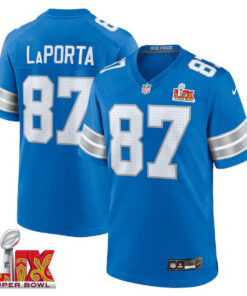 Sam LaPorta #87 Detroit Lions Super Bowl LIX Jersey - Men's - Blue JS2379 nicesnker