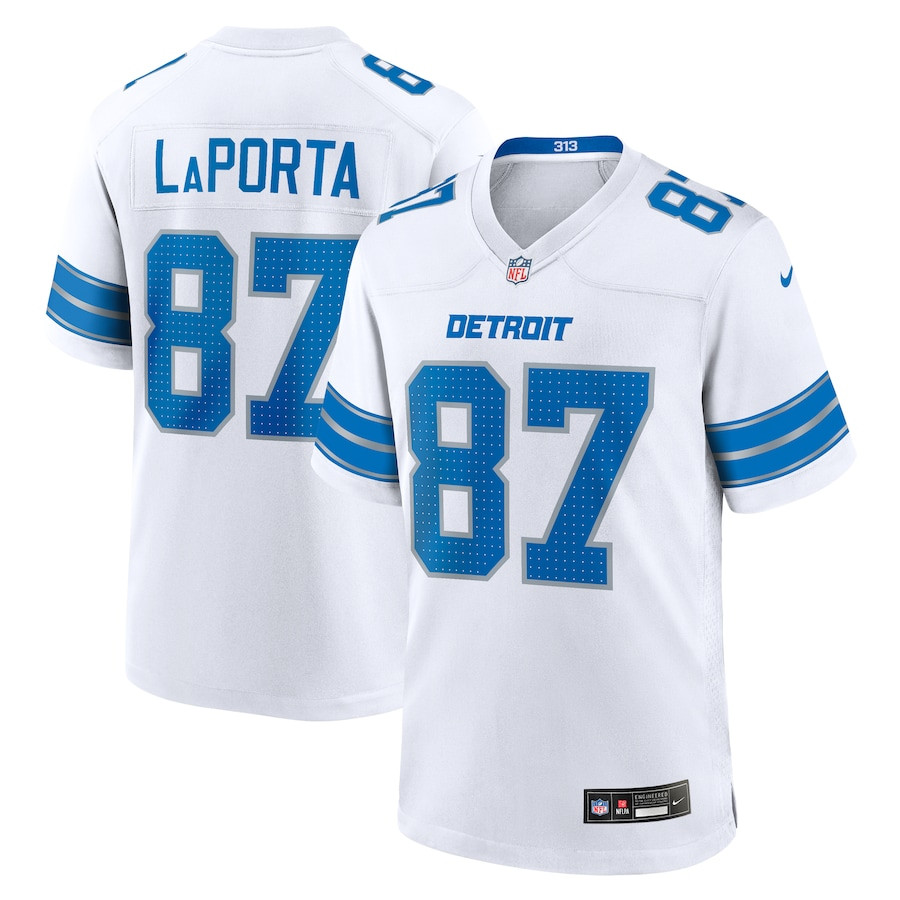 Sam LaPorta 87 Detroit Lions White Game Men Jersey - White JS5188 nicesnker