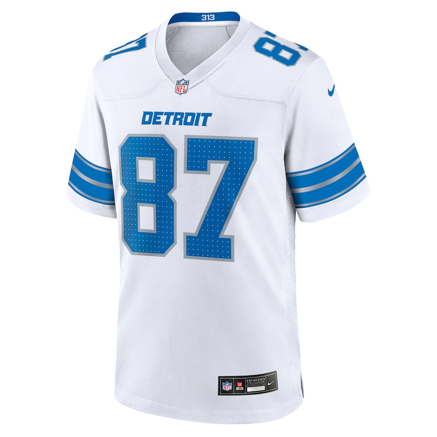 Sam LaPorta 87 Detroit Lions White Game Men Jersey - White JS5188 nicesnker - Image 2