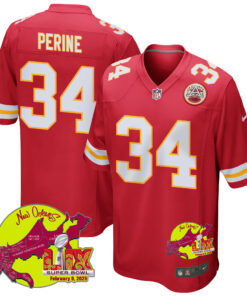 Samaje Perine 34 Kansas City Chiefs Super Bowl LIX New Orleans Patch Game Men Jersey - Red JS5158 nicesnker