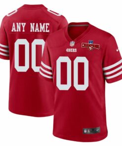 San Francisco 49ers NFC Champions Patch Game Men Custom Jersey - Scarlet JS5444 nicesnker