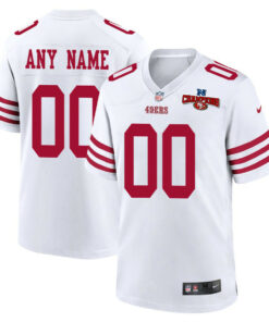San Francisco 49ers NFC Champions Patch Game Men Custom Jersey - White JS5686 nicesnker