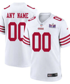 San Francisco 49ers Super Bowl LVIII Patch Game Men Custom Jersey - White JS4015 nicesnker
