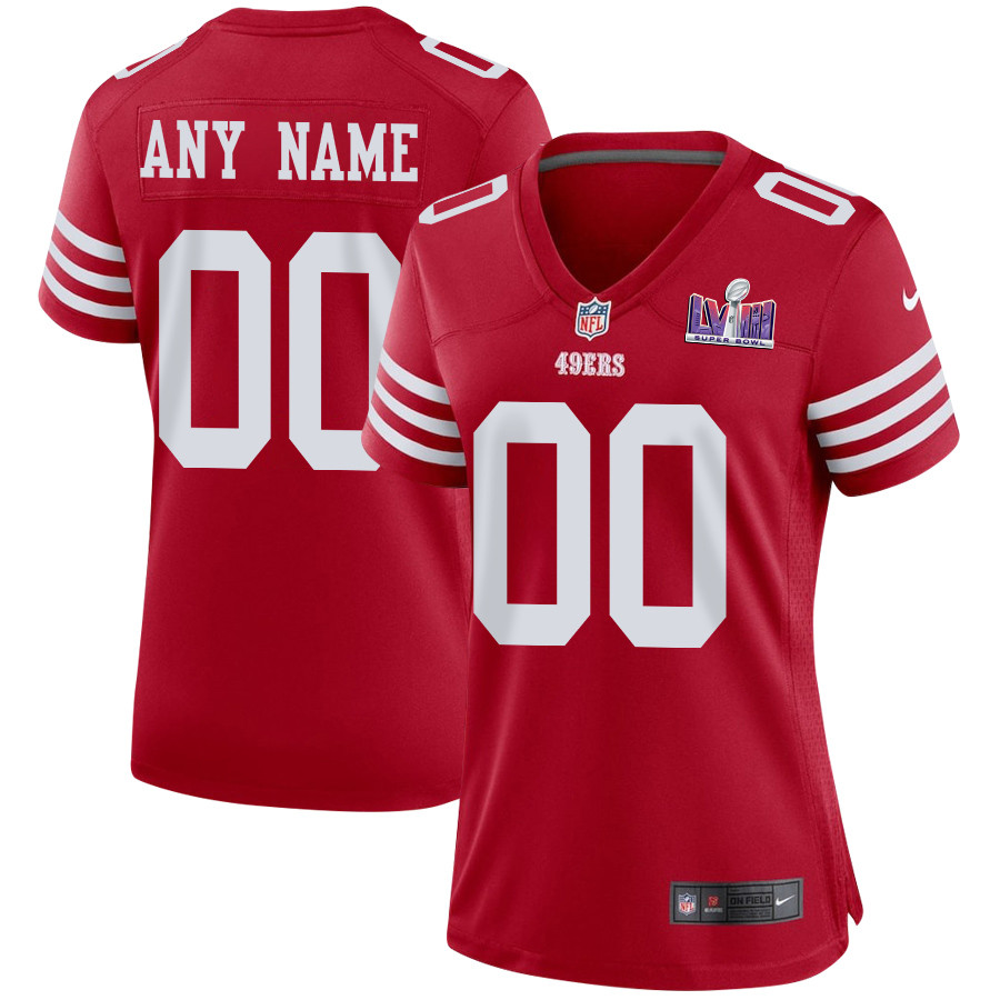 San Francisco 49ers Super Bowl LVIII Patch Game Women Custom Jersey - Scarlet JS9014 nicesnker