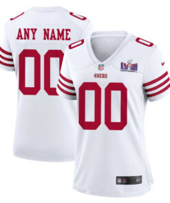 San Francisco 49ers Super Bowl LVIII Patch Game Women Custom Jersey - White JS2697 nicesnker
