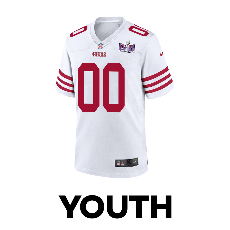 San Francisco 49ers Super Bowl LVIII Patch Game YOUTH Custom Jersey - White JS3080 nicesnker - Image 2
