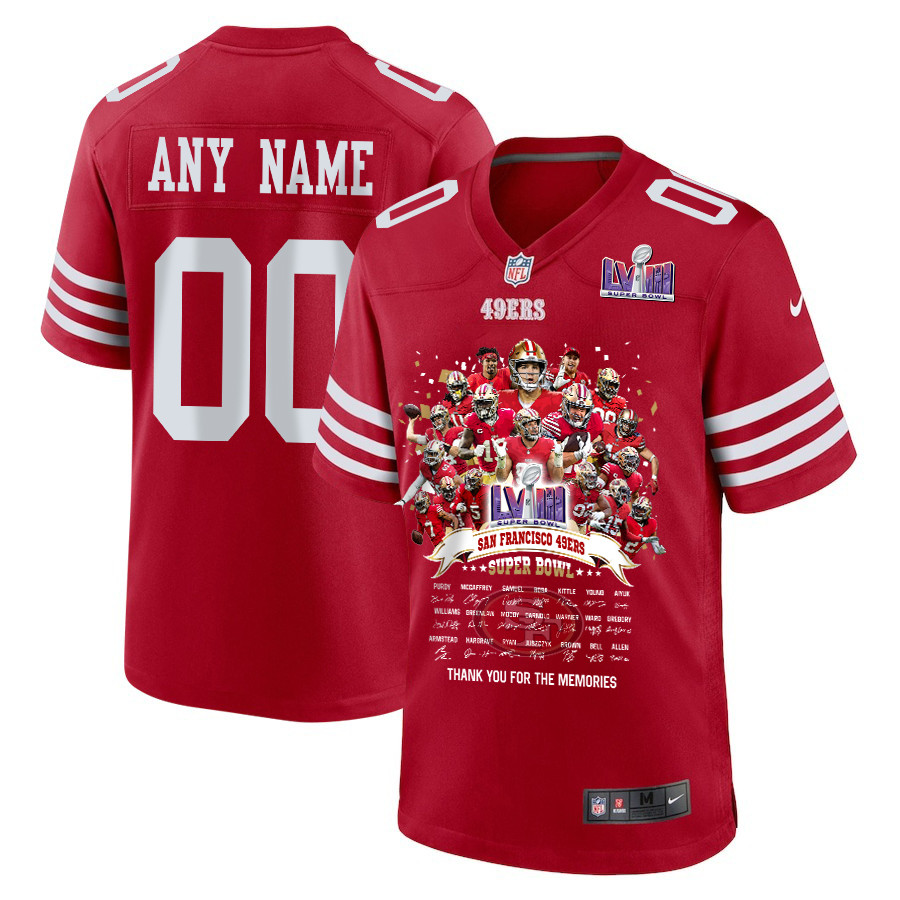 San Francisco 49ers Super Bowl LVIII Thanks For Memories Game Custom Men Jersey - Scarlet JS2452 nicesnker