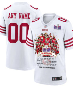 San Francisco 49ers Super Bowl LVIII Thanks For Memories Game Custom Men Jersey - White JS3188 nicesnker