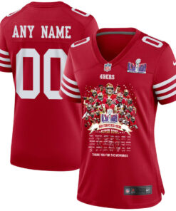 San Francisco 49ers Super Bowl LVIII Thanks For Memories Game Custom Women Jersey - Scarlet JS3676 nicesnker