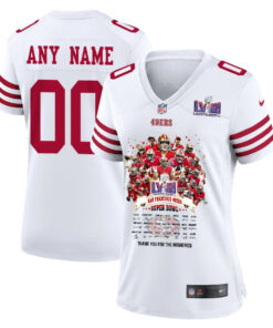 San Francisco 49ers Super Bowl LVIII Thanks For Memories Game Custom Women Jersey - White JS9387 nicesnker