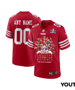 San Francisco 49ers Super Bowl LVIII Thanks For Memories Game Custom YOUTH Jersey - Scarlet JS6576 nicesnker