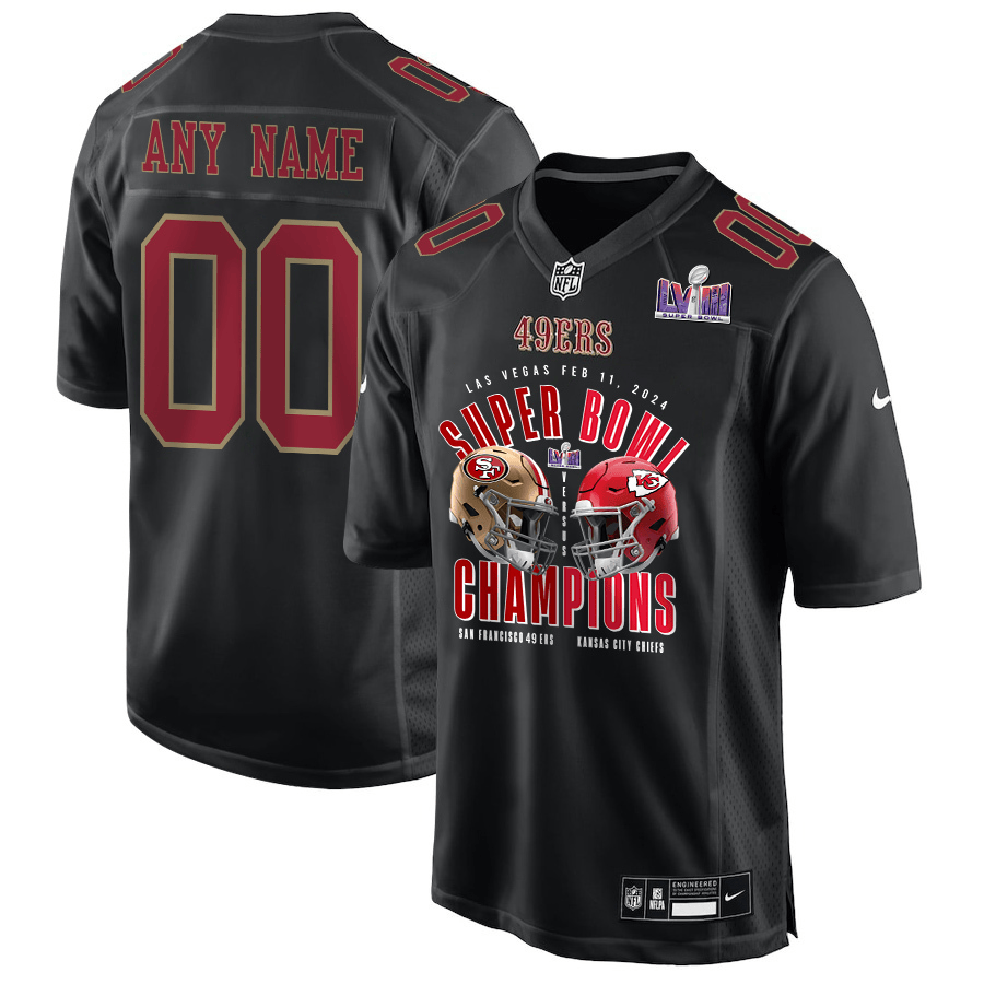 San Francisco 49ers vs. Kansas City Chiefs Super Bowl LVIII Matchup Fashion Game Custom Men Jersey - Carbon Black JS9210 nicesnker