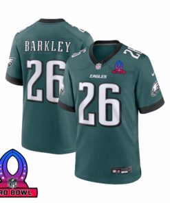 Saquon Barkley 26 Philadelphia Eagles 2025 Pro Bowl Patch Game Men Jersey - Midnight Green JS7829 nicesnker