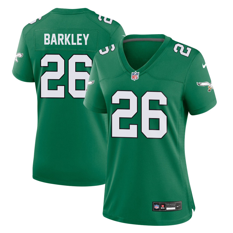 Saquon Barkley 26 Philadelphia Eagles Alternate Game Women Jersey - Kelly Green JS7598 nicesnker