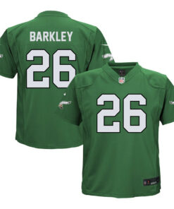 Saquon Barkley 26 Philadelphia Eagles Alternate Game YOUTH Jersey - Kelly Green JS3375 nicesnker