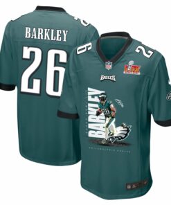Saquon Barkley 26 Philadelphia Eagles 'Barkley No Bite' Game Men Jersey - Midnight Green JS1450 nicesnker