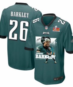 Saquon Barkley 26 Philadelphia Eagles 'Be Super Bowl LIX Champions' Game Men Jersey - Midnight Green JS4625 nicesnker